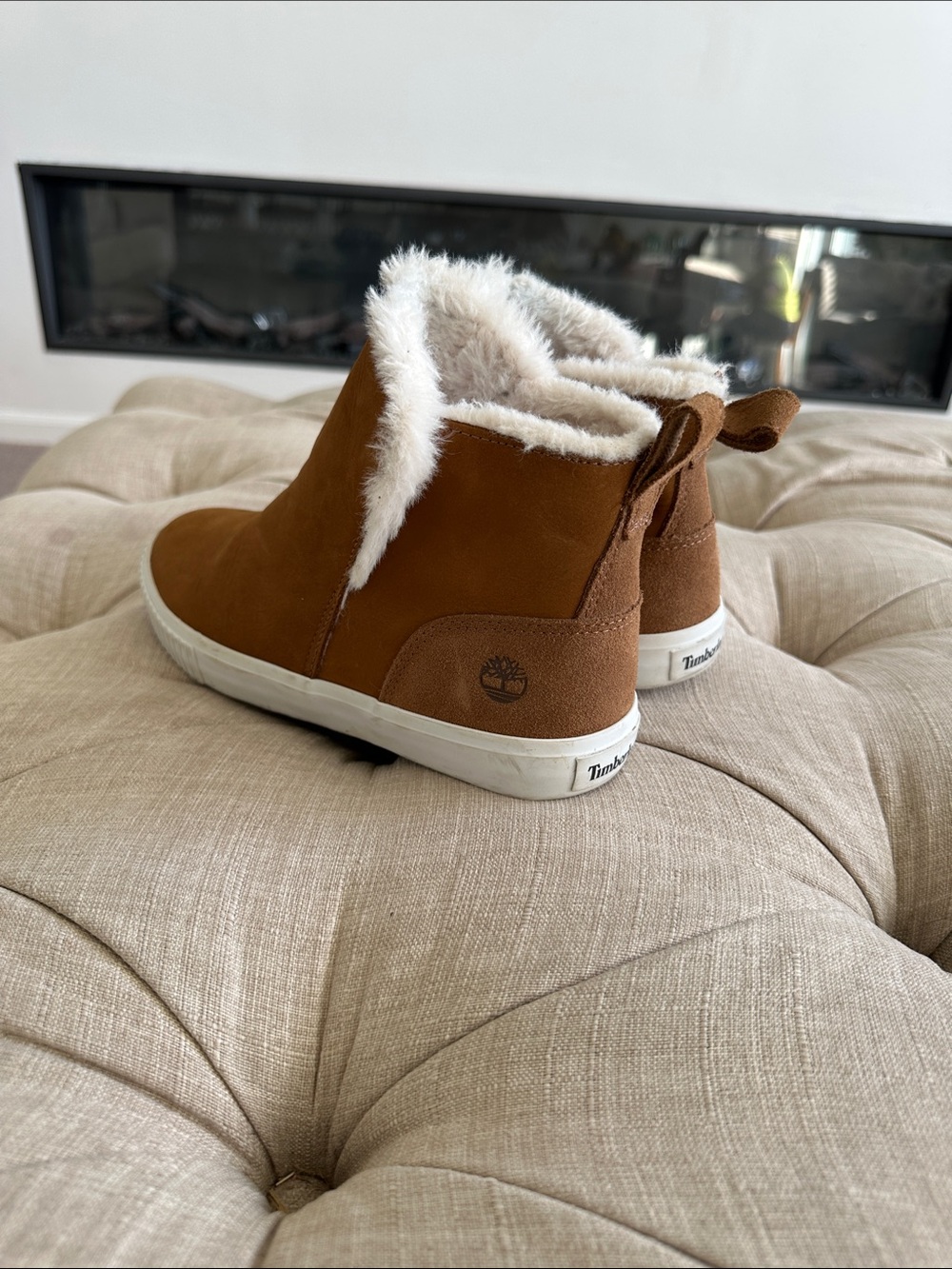 Timberland Brown Suede Shearling-Lined Ankle Booties